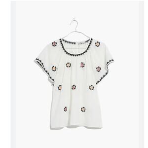 NWT Madewell Embroidered Flutter-Sleeve Top
